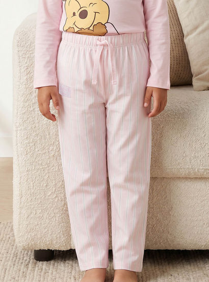 Disney Cotton Crew Neck Long Sleeves Pyjama Set with Winnie The Pooh Print-girls-clothing-nightwear-image-4