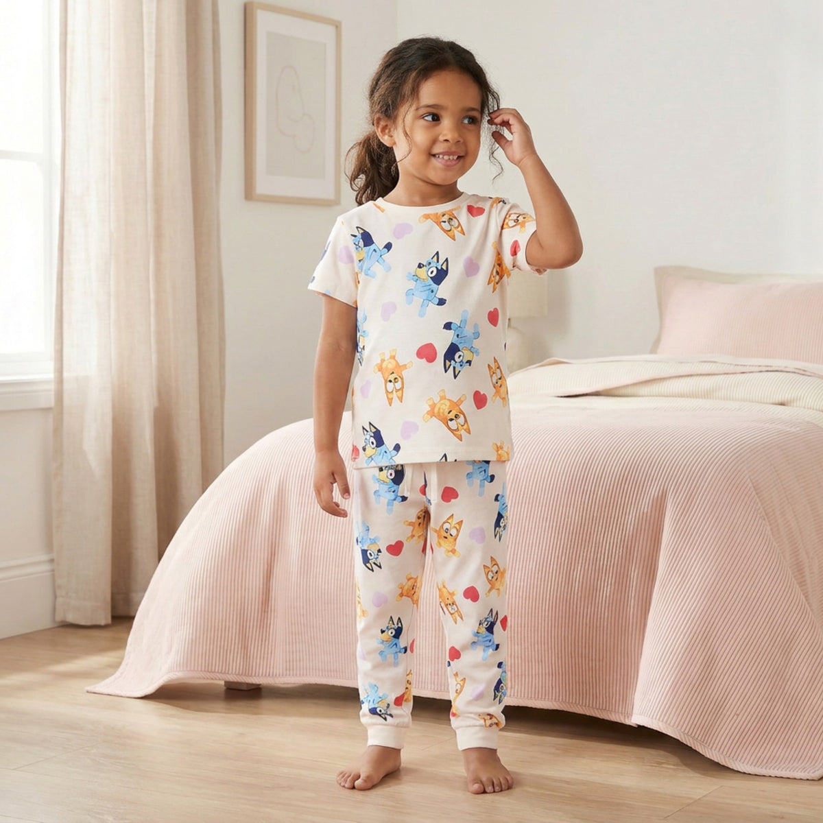 Pack of 2 Bluey Cotton Crew Neck Short Sleeves Pyjama Set with Print