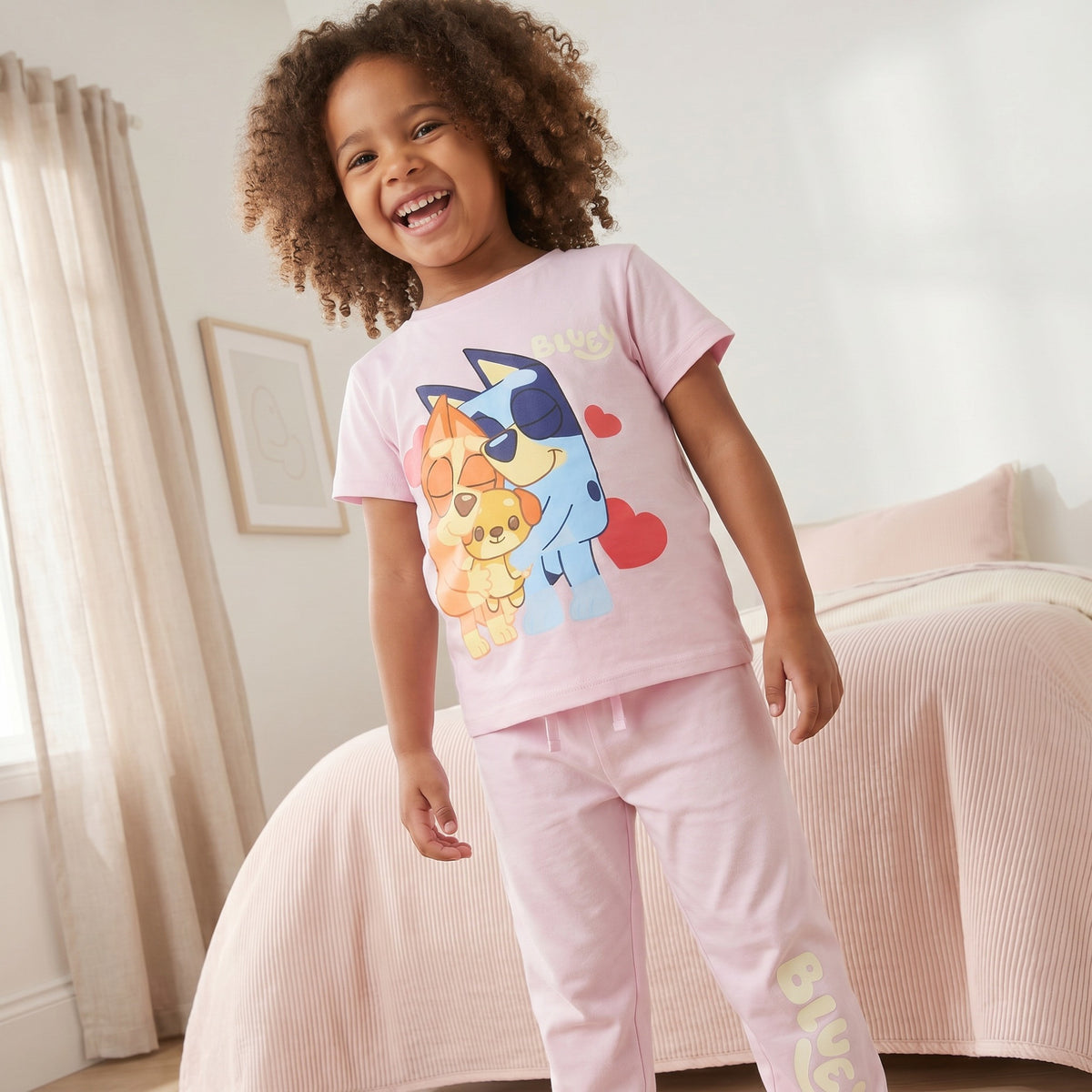 Pack of 2 Bluey Cotton Crew Neck Short Sleeves Pyjama Set with Print