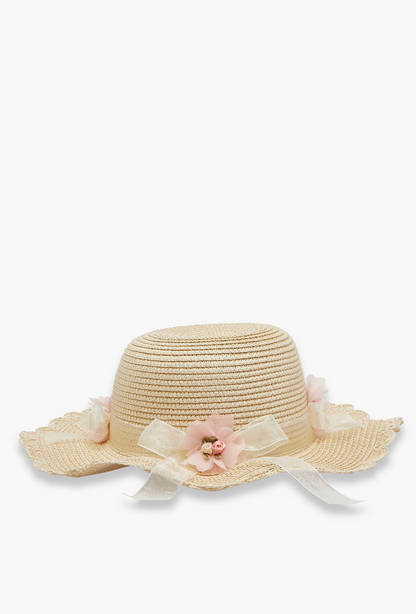 Juniors Hat with Floral Bow Detail-undefined-image-1