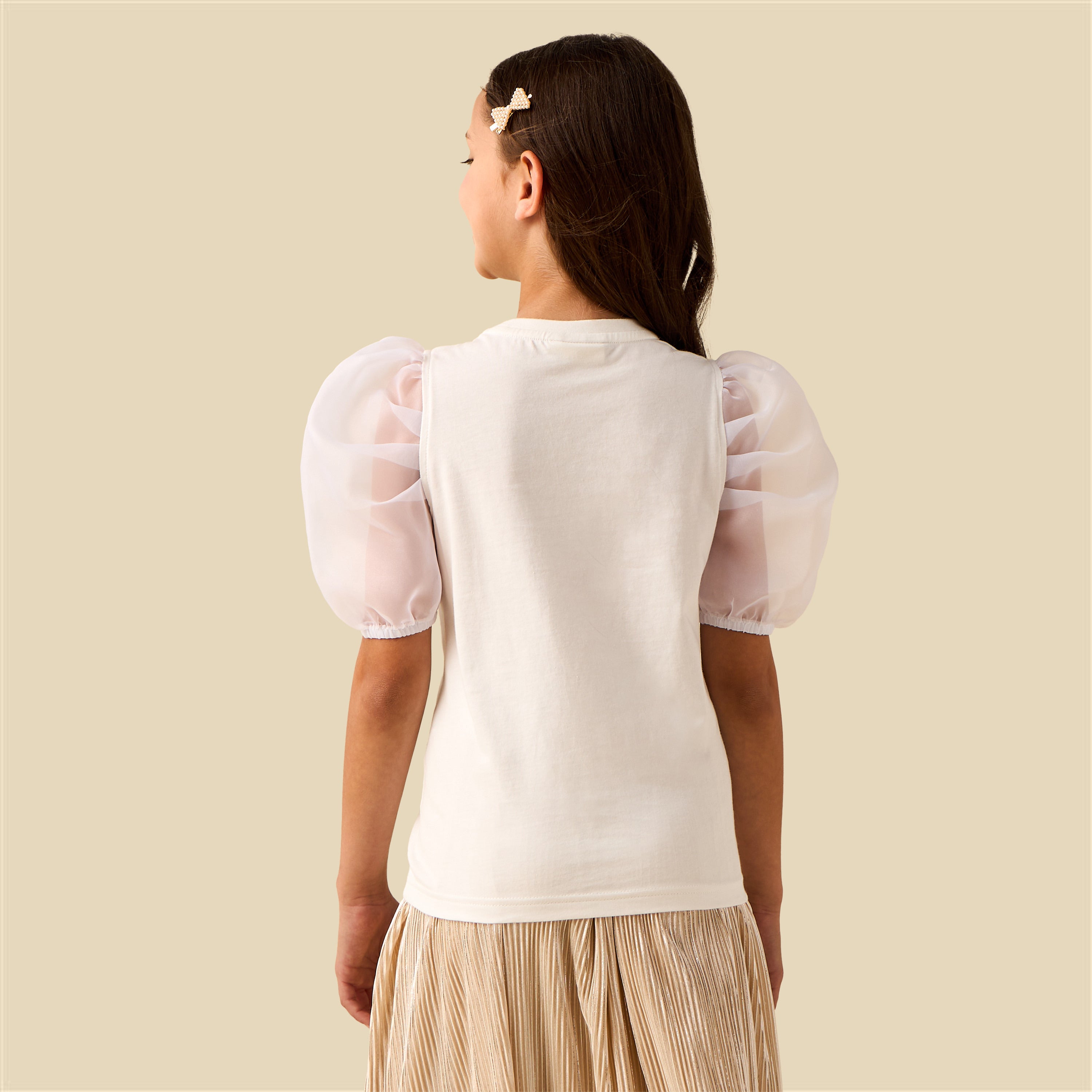 Juniors Crew Neck Short Sleeve T-shirt with Embellishment