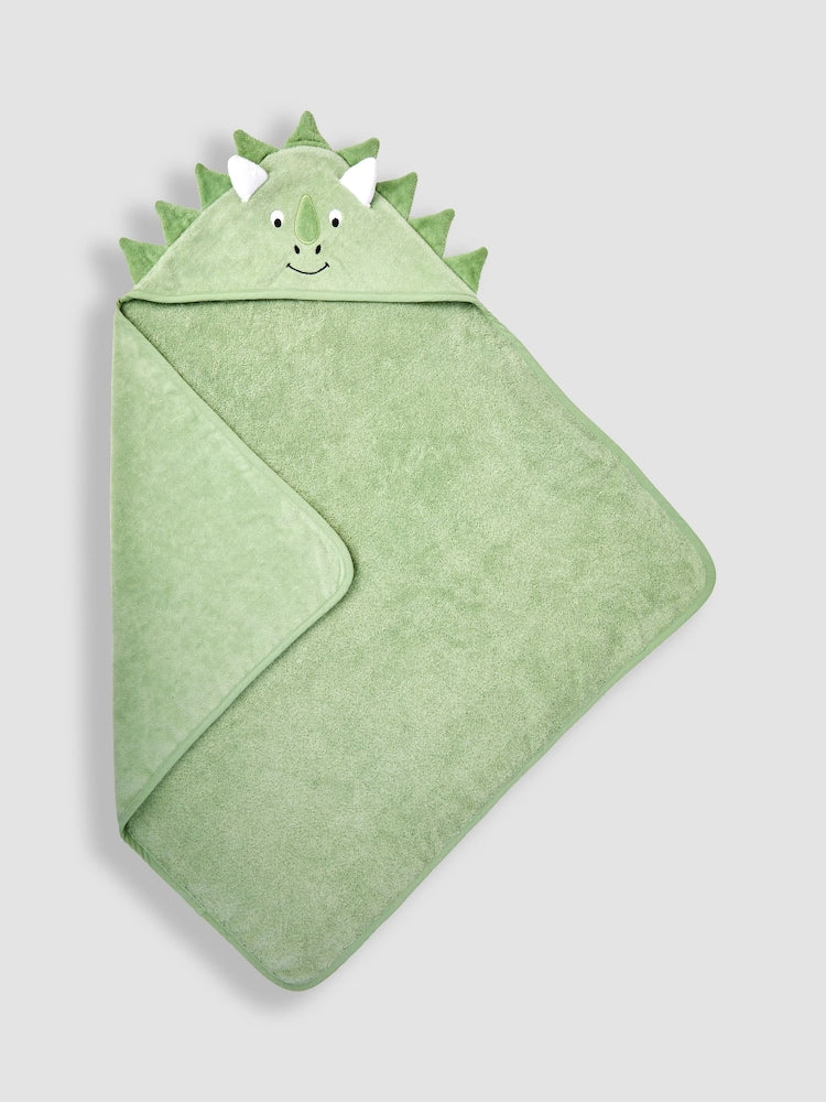 JoJo Maman Bébé Green Dino Character Hooded Towel - Size One