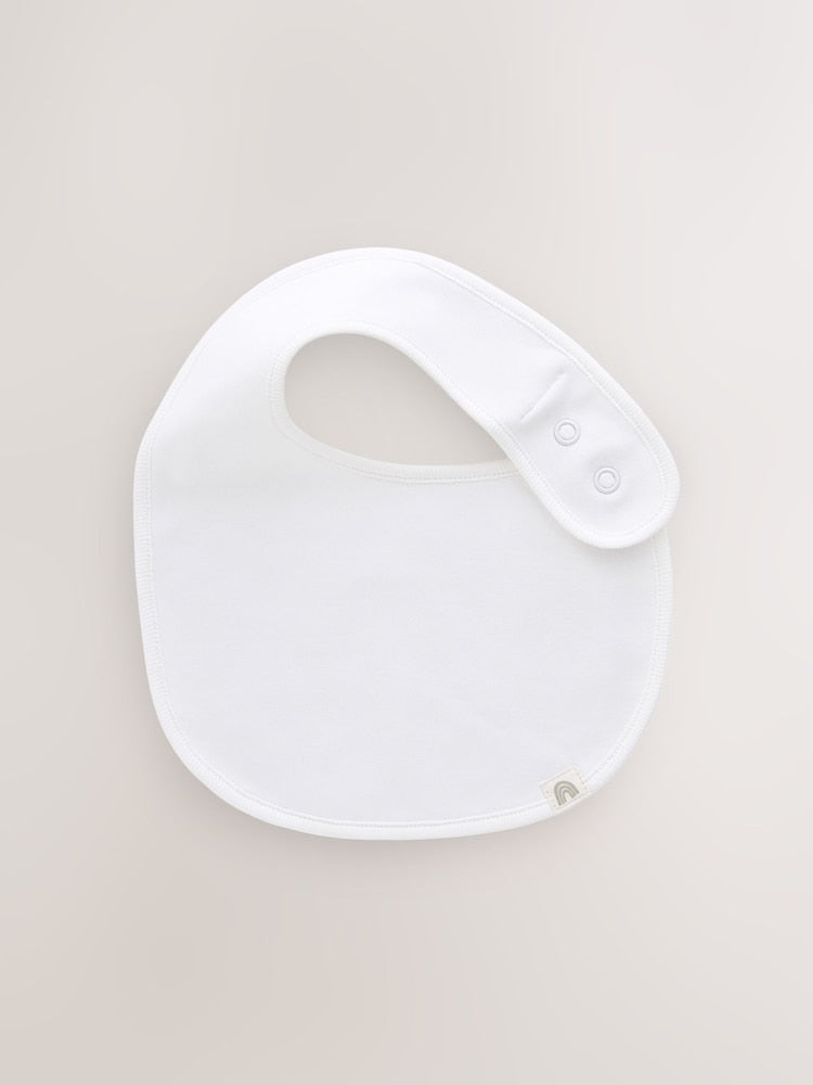 White 100% Cotton Baby Bibs 5 Pack