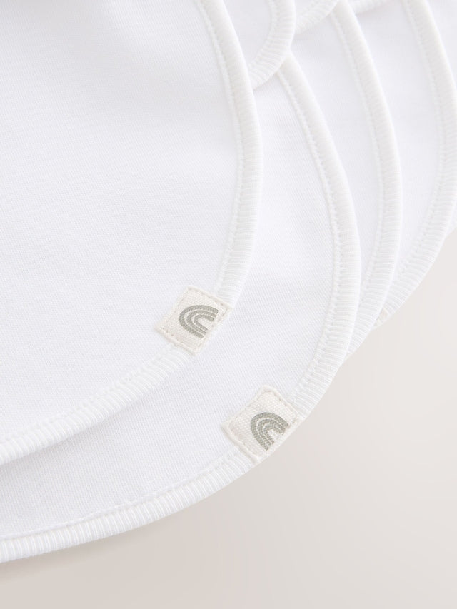 White 100% Cotton Baby Bibs 5 Pack - Size One