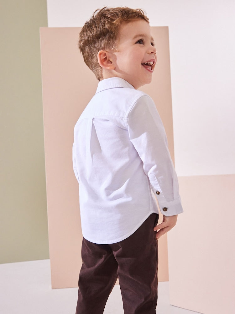 White Character Long Sleeve Oxford Shirt (3mths-7yrs)