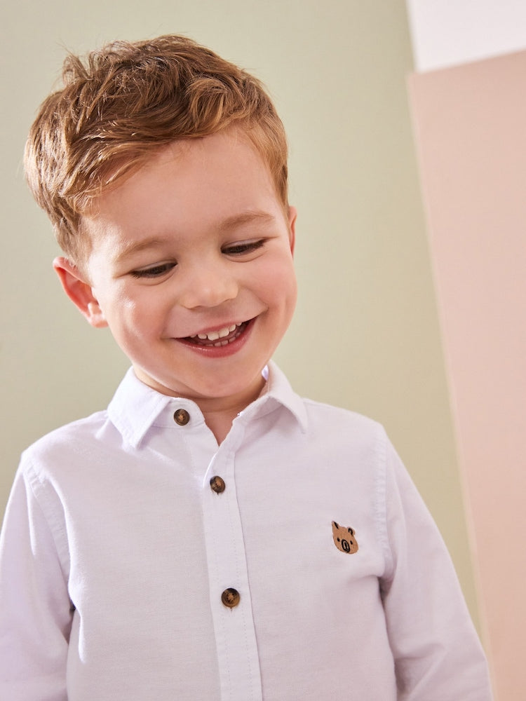 White Character Long Sleeve Oxford Shirt (3mths-7yrs)