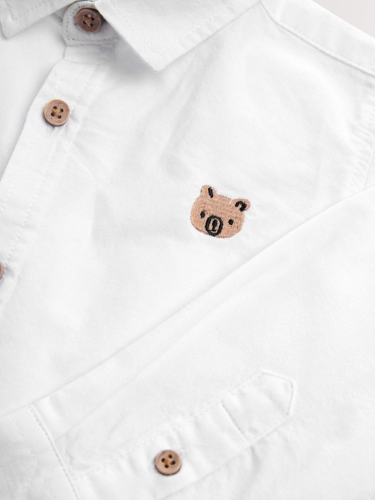 White Character Long Sleeve Oxford Shirt (3mths-7yrs)