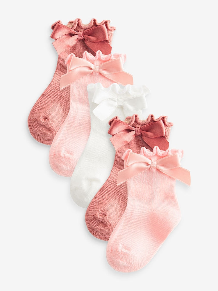 Pink Bow Baby Socks 5 Pack
