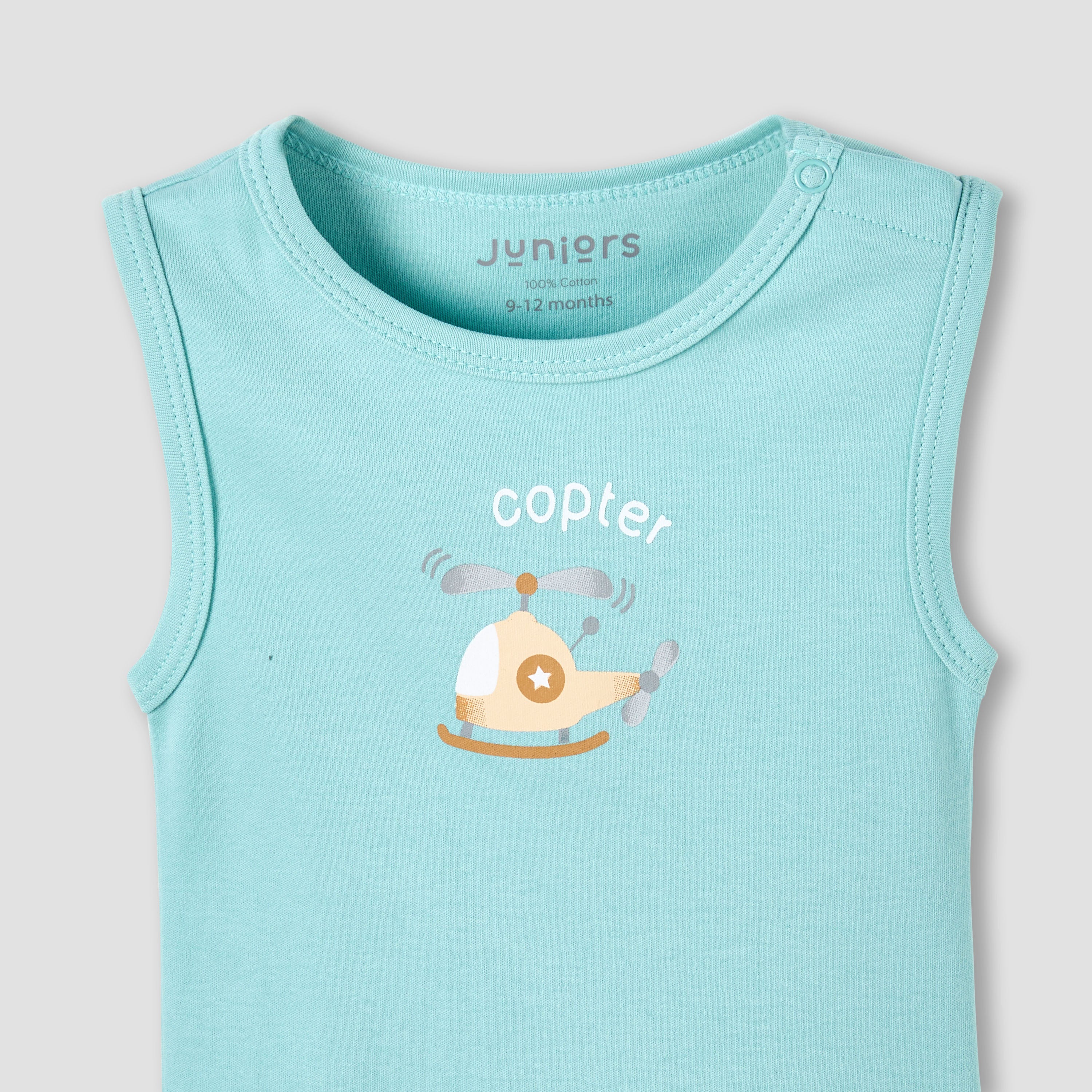 Pack of 2 Juniors Round Neck Sleeveless Bodysuit with Snap Button Closure