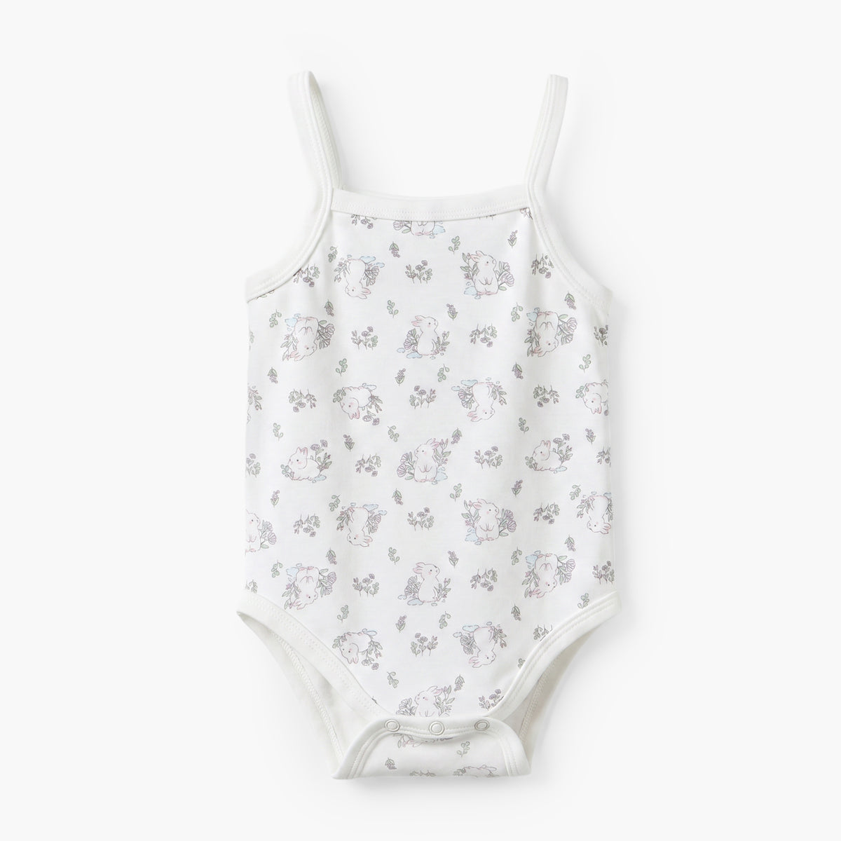 Pack of 3 Juniors Cotton Square Neck Sleeveless Bodysuit with Botanical Print