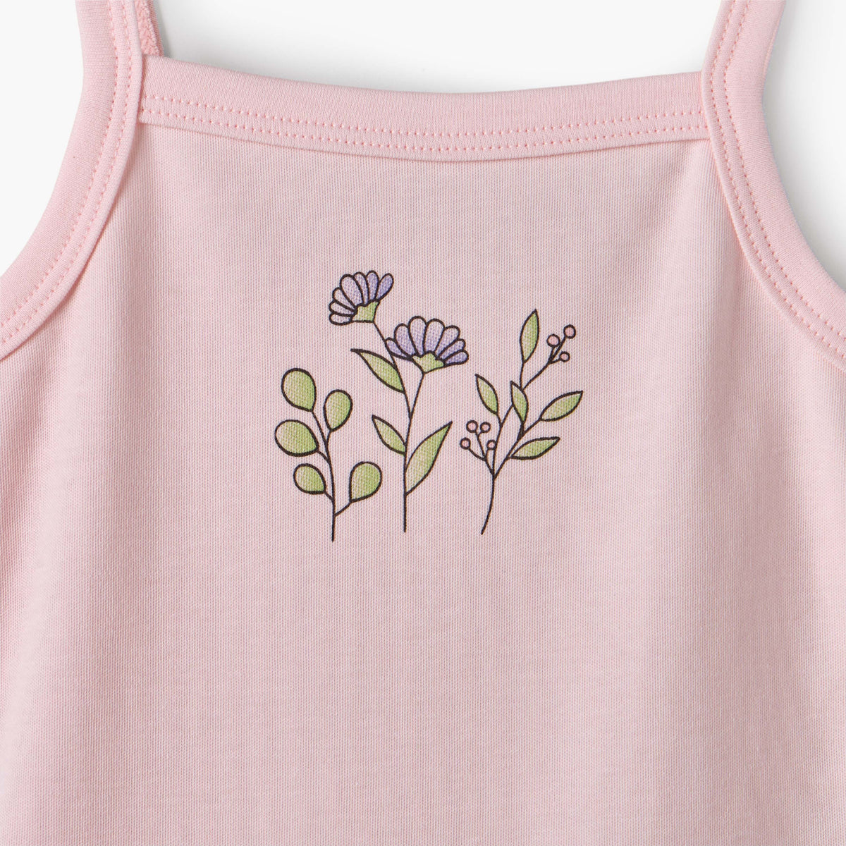 Pack of 3 Juniors Cotton Square Neck Sleeveless Bodysuit with Botanical Print