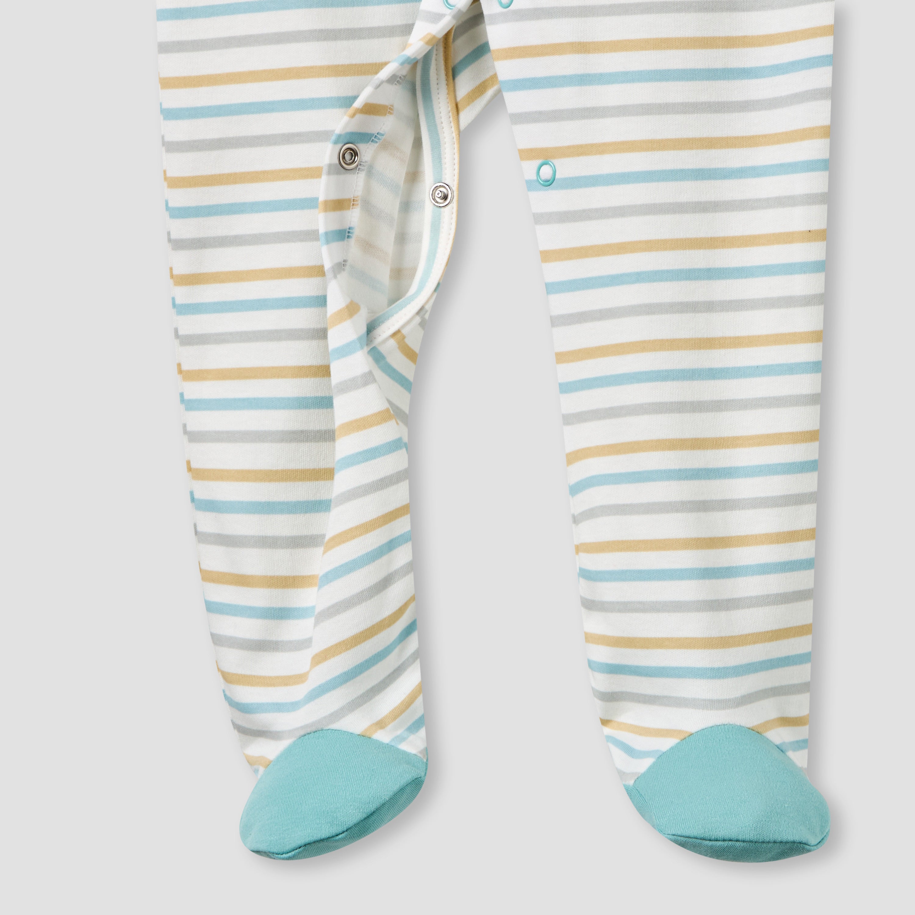 Juniors Cotton Round Neck Long Sleeves Sleepsuit with Snap Button Closure - Pack of 2