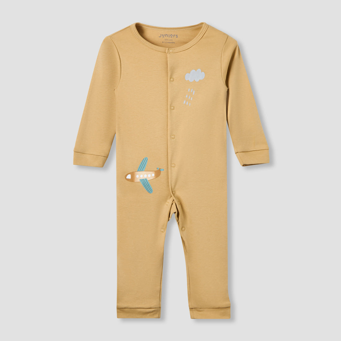 Set of 2 Juniors Cotton Round Neck Sleepsuit and Romper with Snap Buttons
