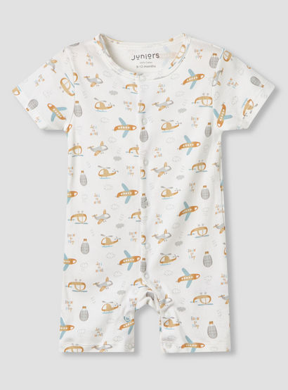 Set of 2 Juniors Cotton Round Neck Sleepsuit and Romper with Snap Buttons-baby-boys-clothing-nightwear-sleepsuits-image-3