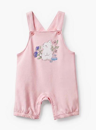 Juniors Round Neck Short Sleeves Top and Dungaree Set with Bunny Print-baby-girls-clothing-setsandcoords-image-3
