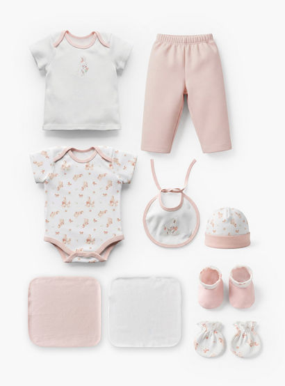 Set of 9 Juniors Clothing Gift Set with Bunny Print-baby-girls-clothing-setsandcoords-image-2