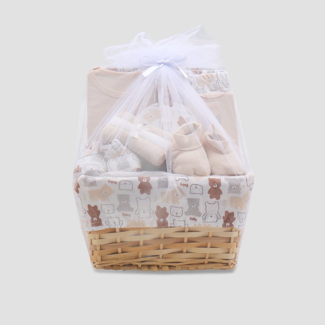 Set of 12 Juniors Clothing Gift Set with Bear Print - Beige / 0-3 mths
