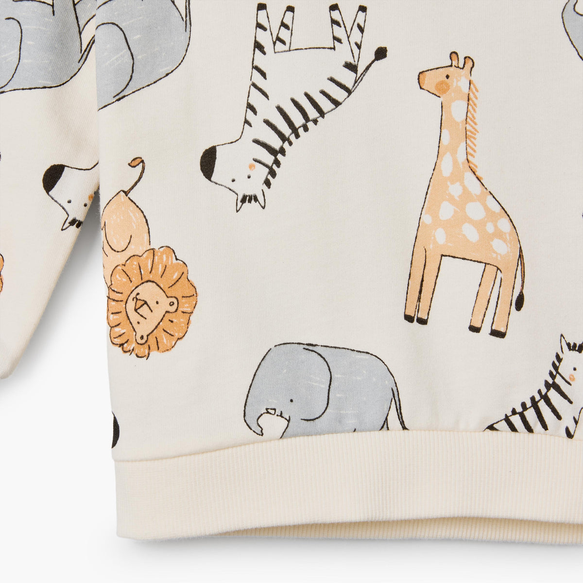 Juniors Safari Print Sweatshirt with Long Sleeves
