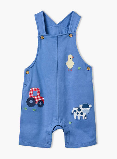 Juniors Round Neck Short Sleeves T-shirt and Dungaree Set with Applique-baby-boys-clothing-setsandcoords-image-4