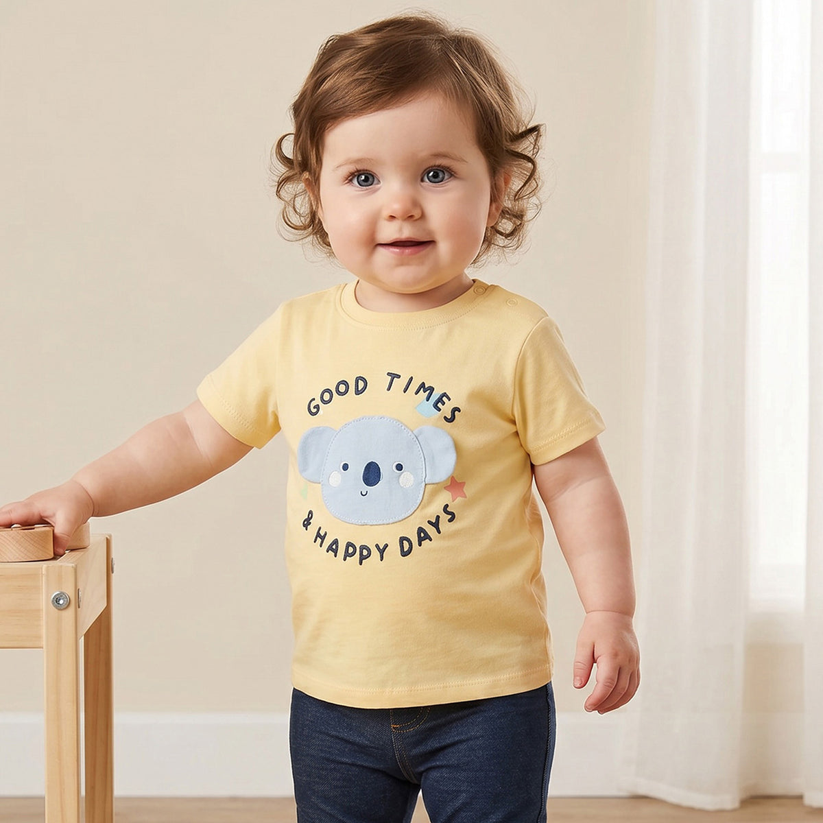 Set of 3 Juniors Round Neck Short Sleeves T-shirt and Shorts Set with Applique Detail