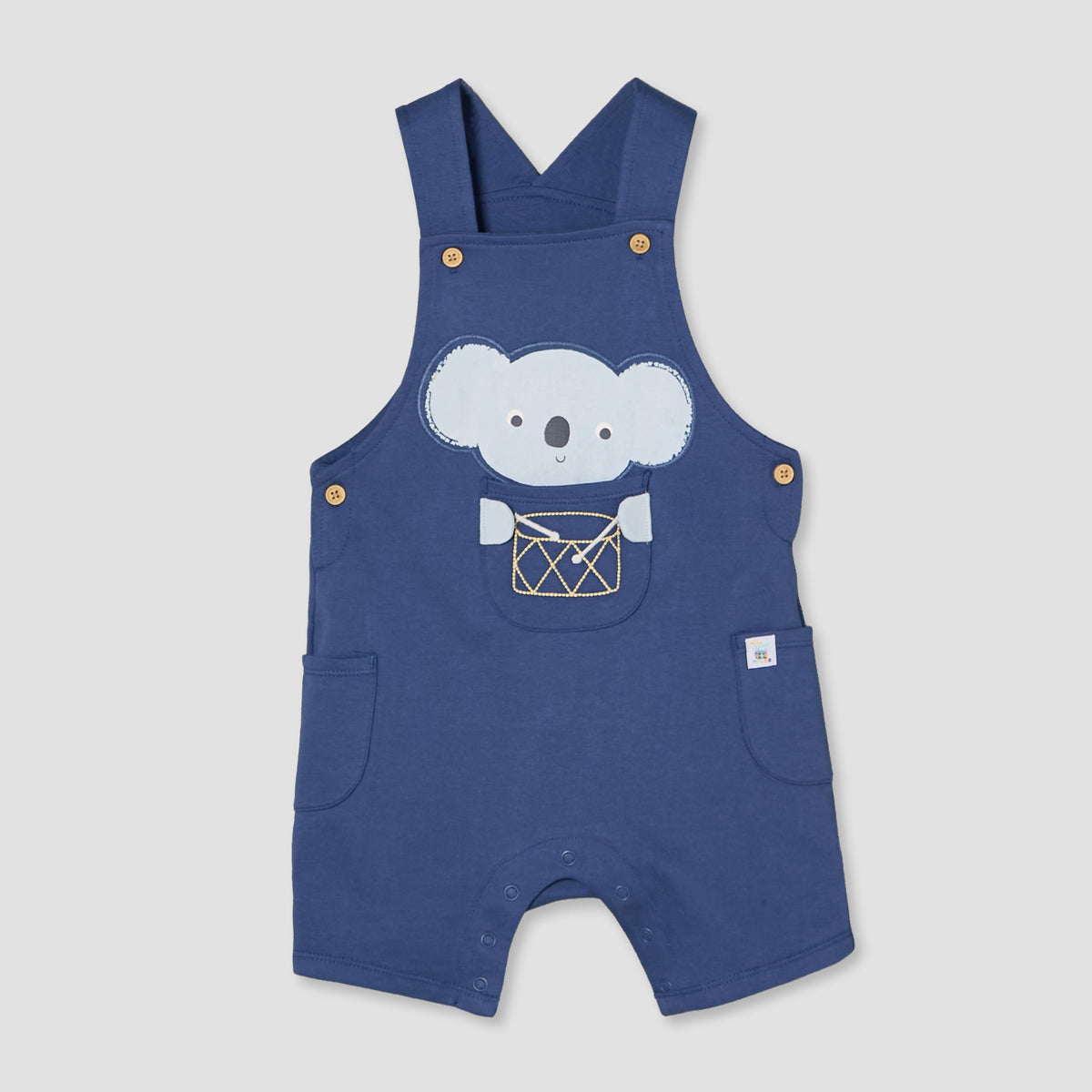 Juniors Round Neck Short Sleeves T-shirt and Dungaree Set with Drum Print