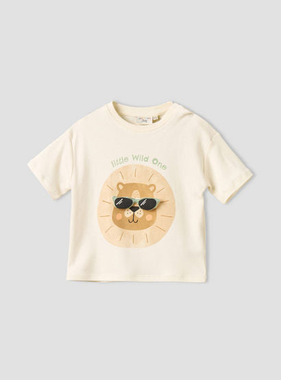 Juniors Crew Neck Short Sleeves T-shirt and Pants Set with Lion Print-baby-boys-clothing-setsandcoords-image-3