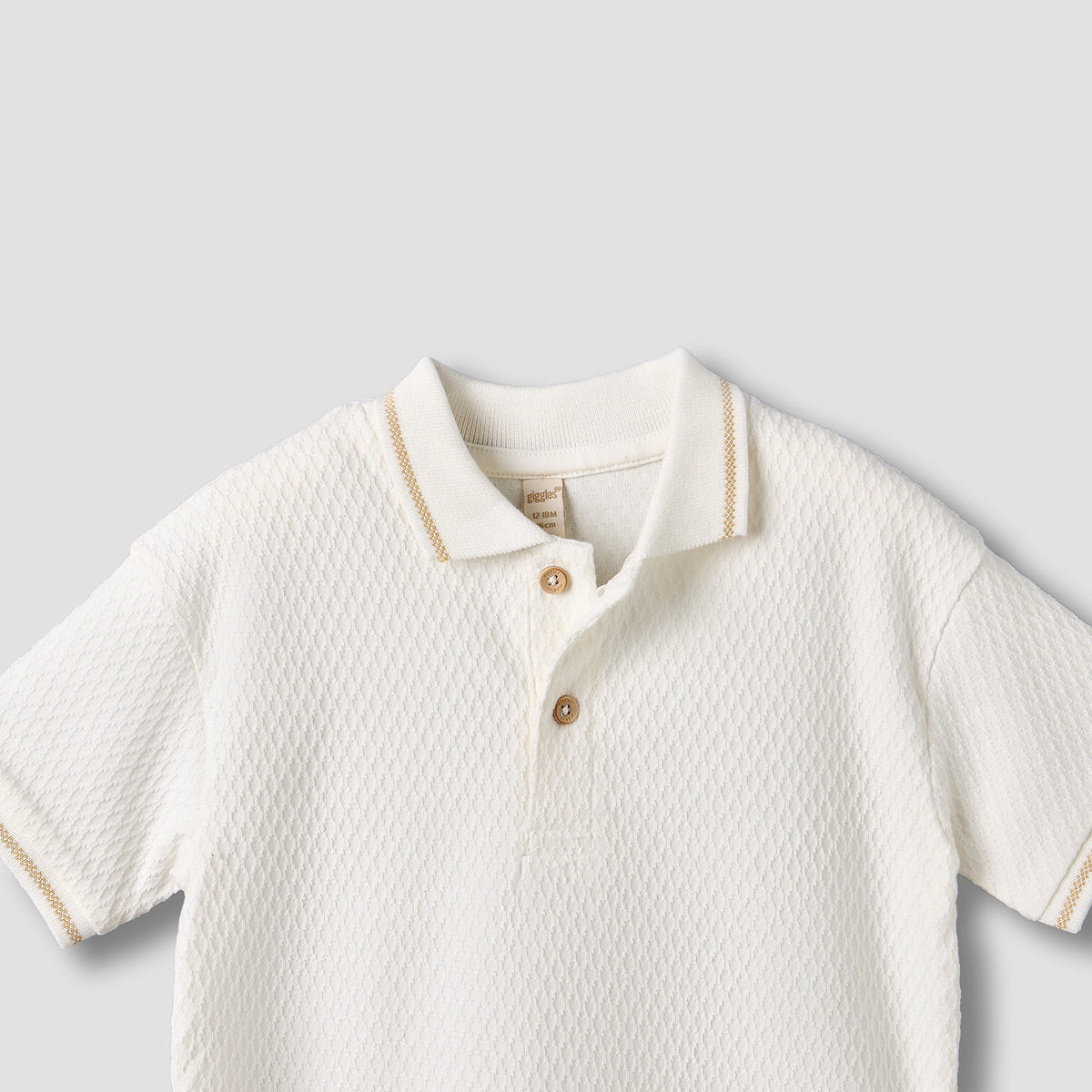 Giggles Collared Short Sleeves Polo T-shirt with Textured Design