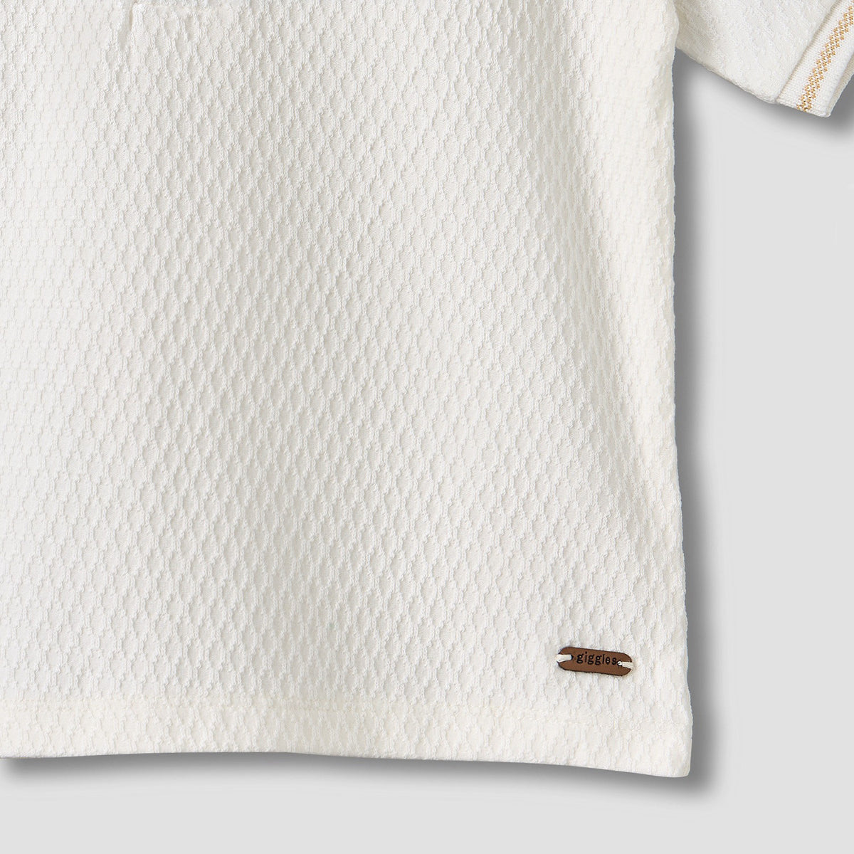 Giggles Collared Short Sleeves Polo T-shirt with Textured Design