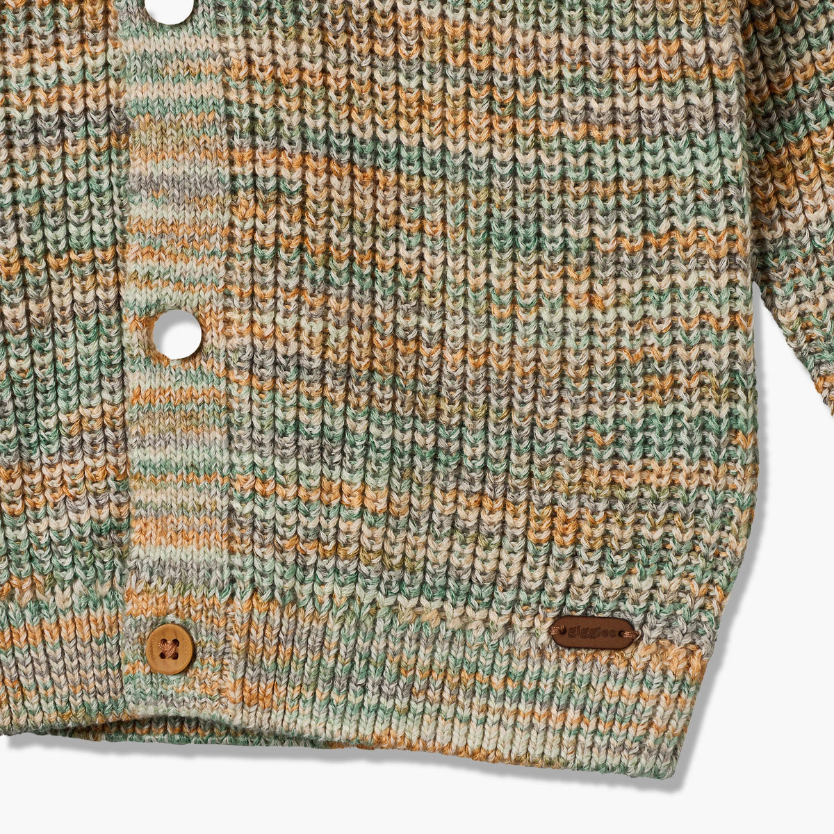 Giggles Crew Neck Cardigan with Button Closure