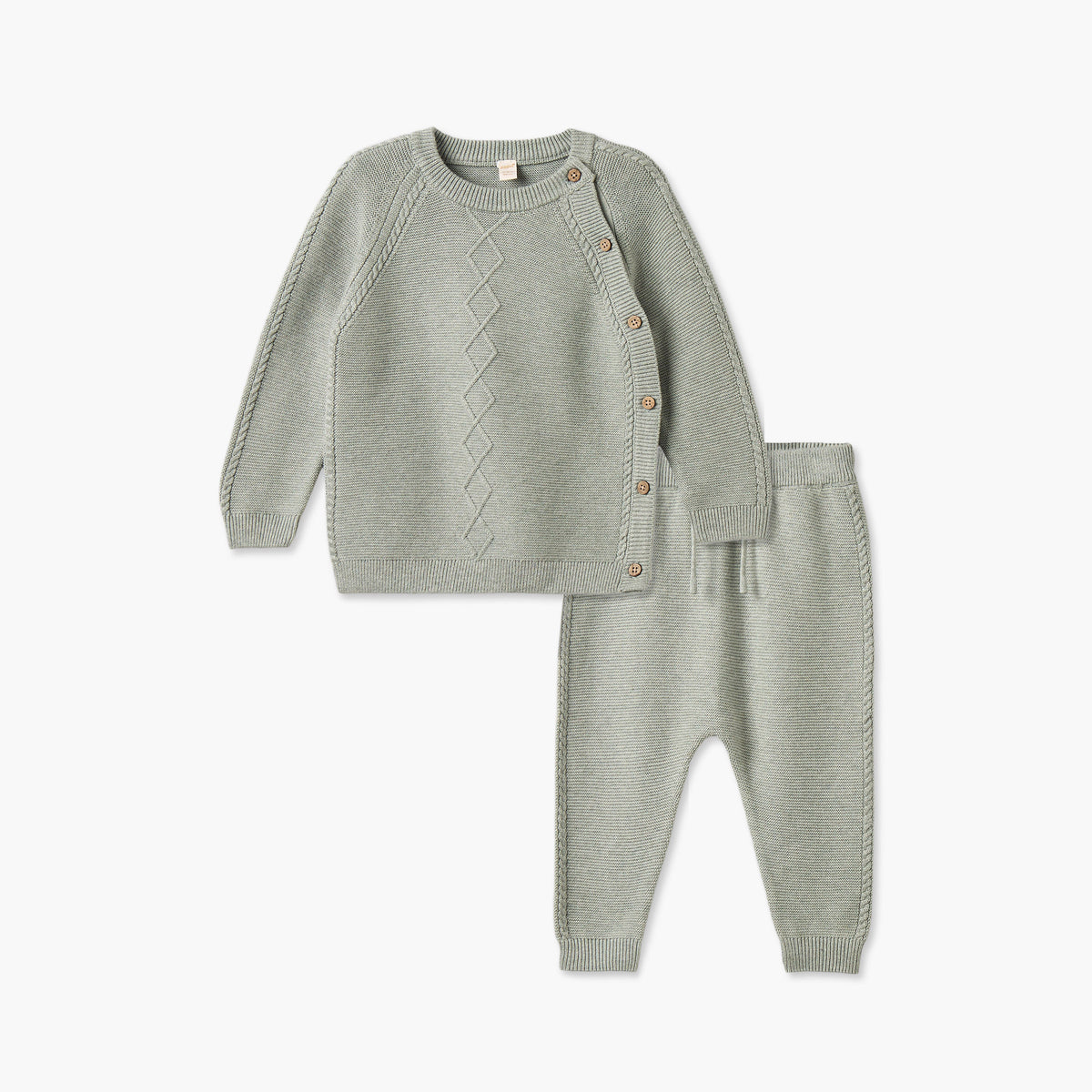 Giggles Crew Neck Long Sleeves Sweater and Joggers Set with Knitted Texture