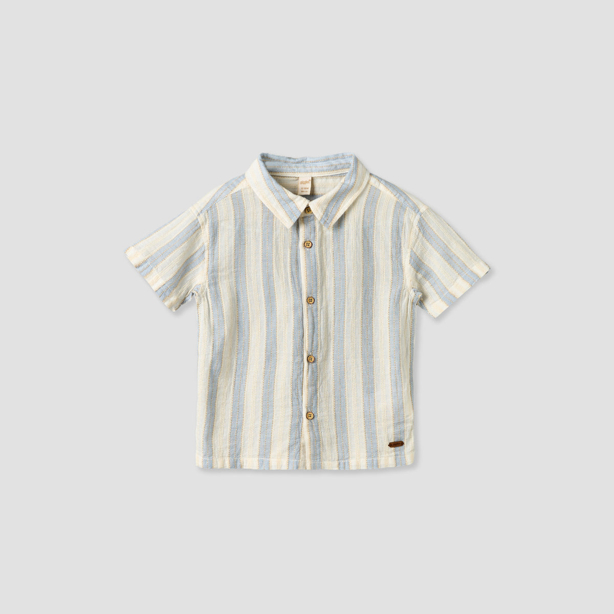 Giggles Collared Short Sleeves Shirt and Shorts Set with Stripes