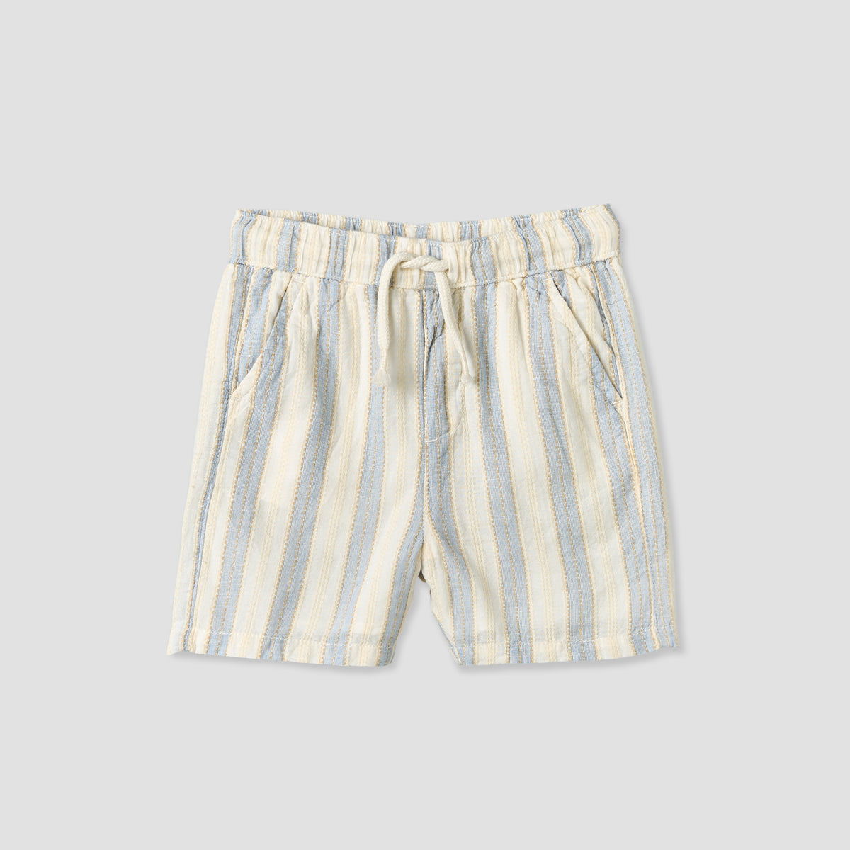 Giggles Collared Short Sleeves Shirt and Shorts Set with Stripes