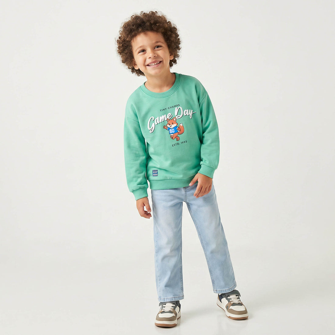 Juniors Fox Print Sweatshirt with Long Sleeves