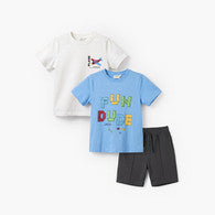 Juniors Crew Neck Short Sleeves T-shirt and Shorts Set with Graphic Print-undefined-image-1