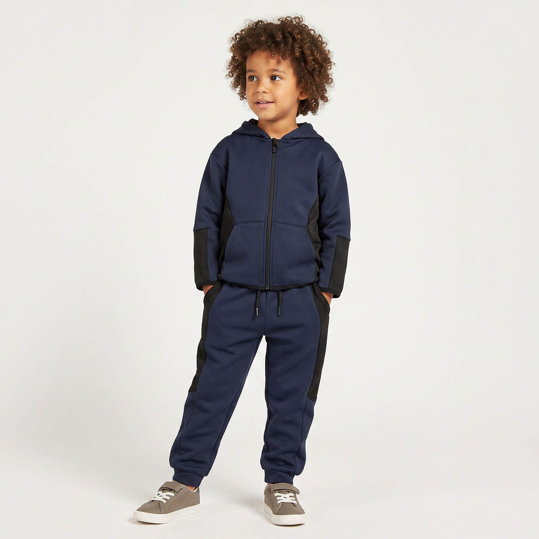 Juniors Hooded Neck Long Sleeves Jacket and Joggers Set with Kangaroo Pocket