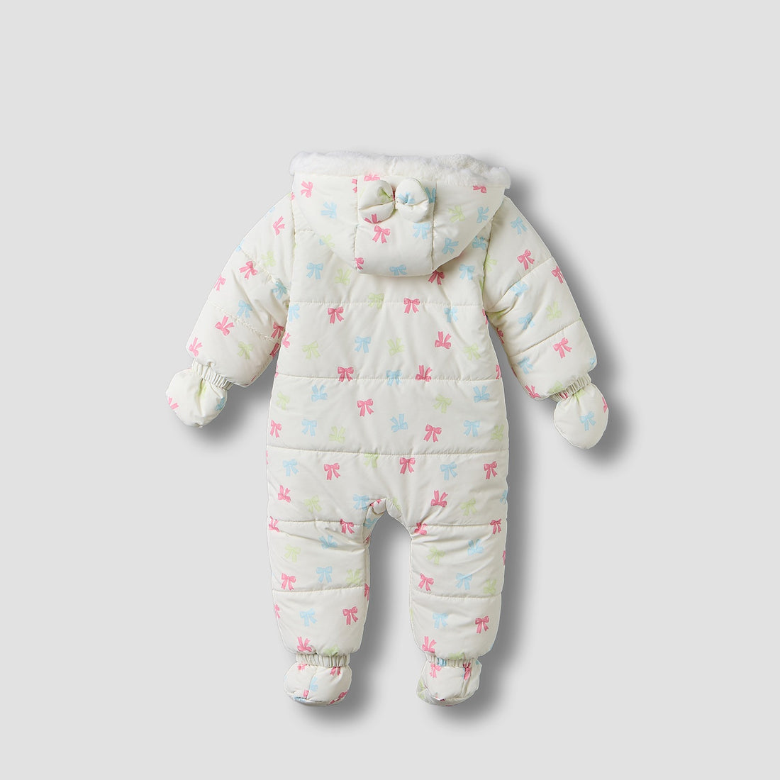 Juniors Hooded Long Sleeves Coverall with Bow Print