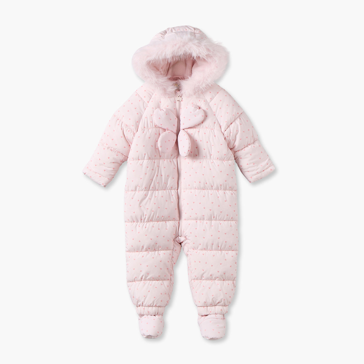 Juniors Hooded Long Sleeves Coverall with Heart Print