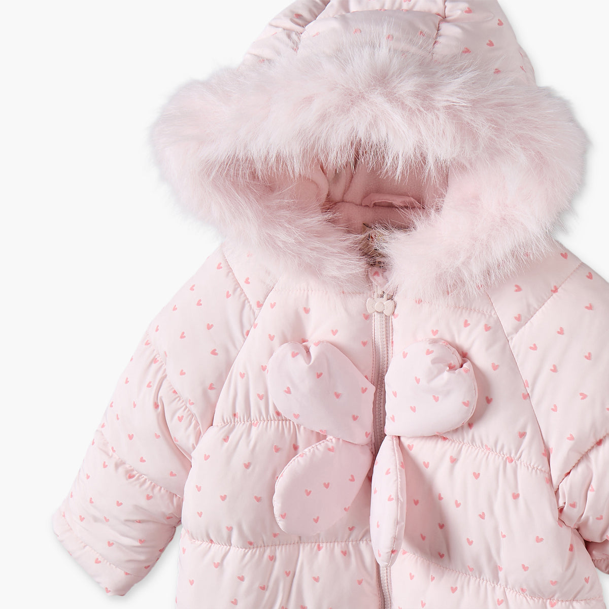 Juniors Hooded Long Sleeves Coverall with Heart Print