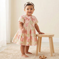 Juniors Round Neck Short Sleeves Knee Length A-line Dress with Headband-undefined-image-1
