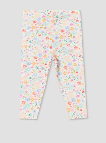 Juniors Round Neck Short Sleeves Denim Dress and Leggings Set with Bunny Applique-baby-girls-clothing-setsandcoords-image-3