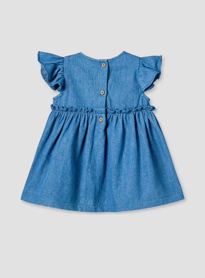 Juniors Round Neck Short Sleeves Denim Dress and Leggings Set with Bunny Applique-baby-girls-clothing-setsandcoords-image-4
