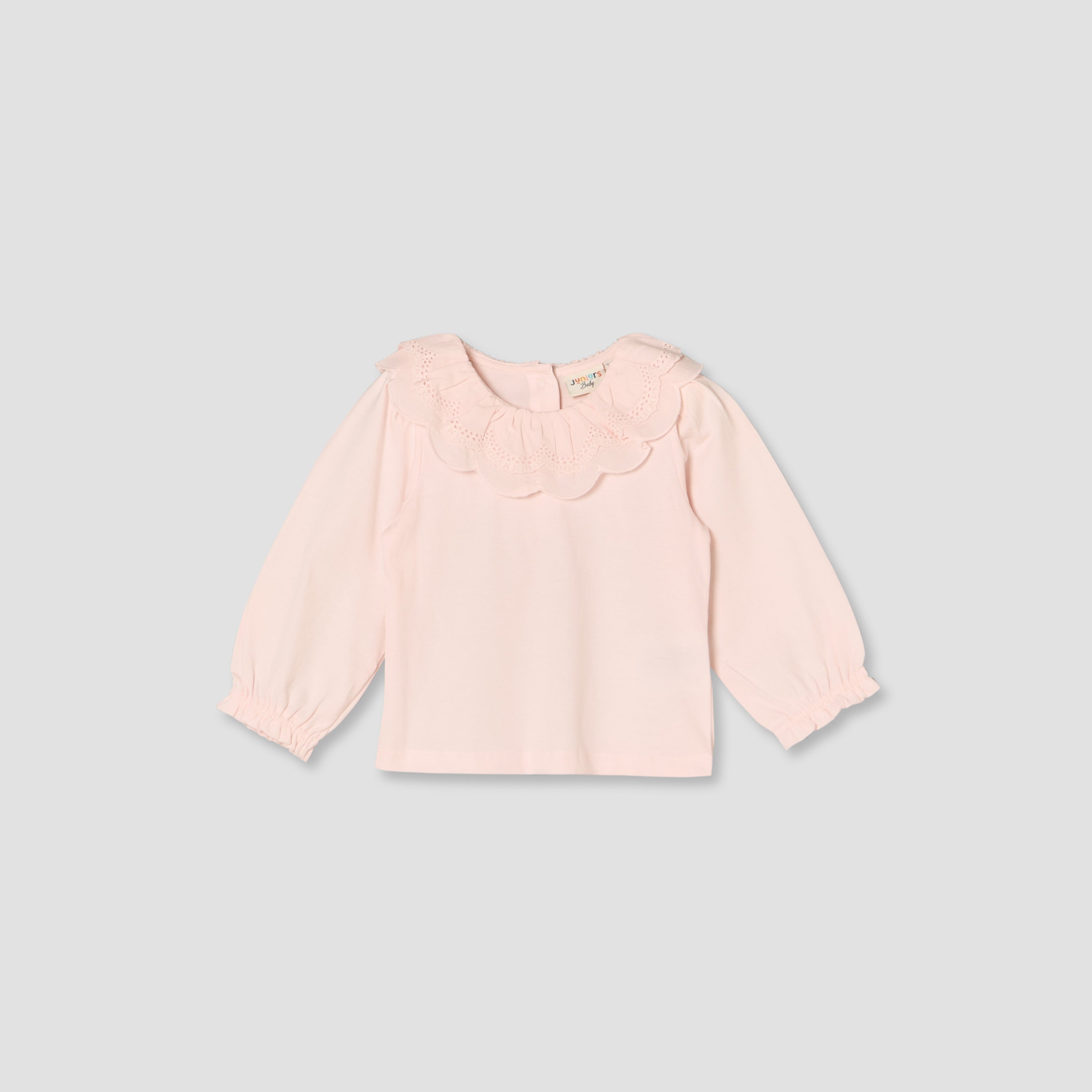 Juniors Round Neck Long Sleeves Top and Jeans Set with Embroidery