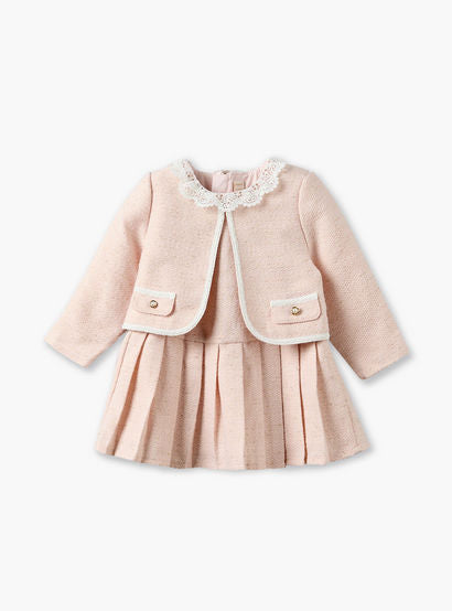 Set of 3 Giggles Round Neck Short Sleeves Knee Length Dress with Jacket and Tights-baby-girls-clothing-dressesandjumpsuits-image-5