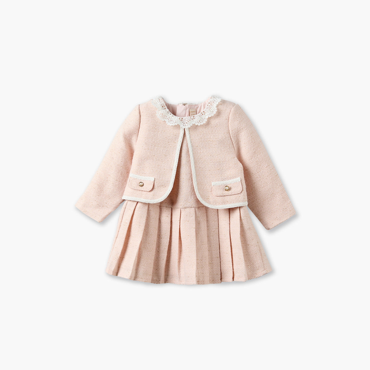 Set of 3 Giggles Round Neck Short Sleeves Knee Length Dress with Jacket and Tights