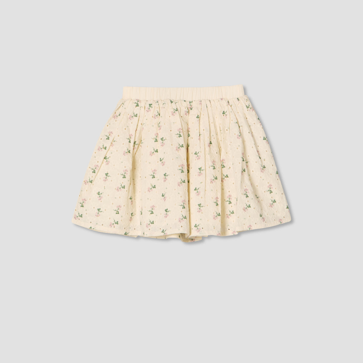 Giggles Collared Short Sleeves Shirt and Skirt Set with Floral Print