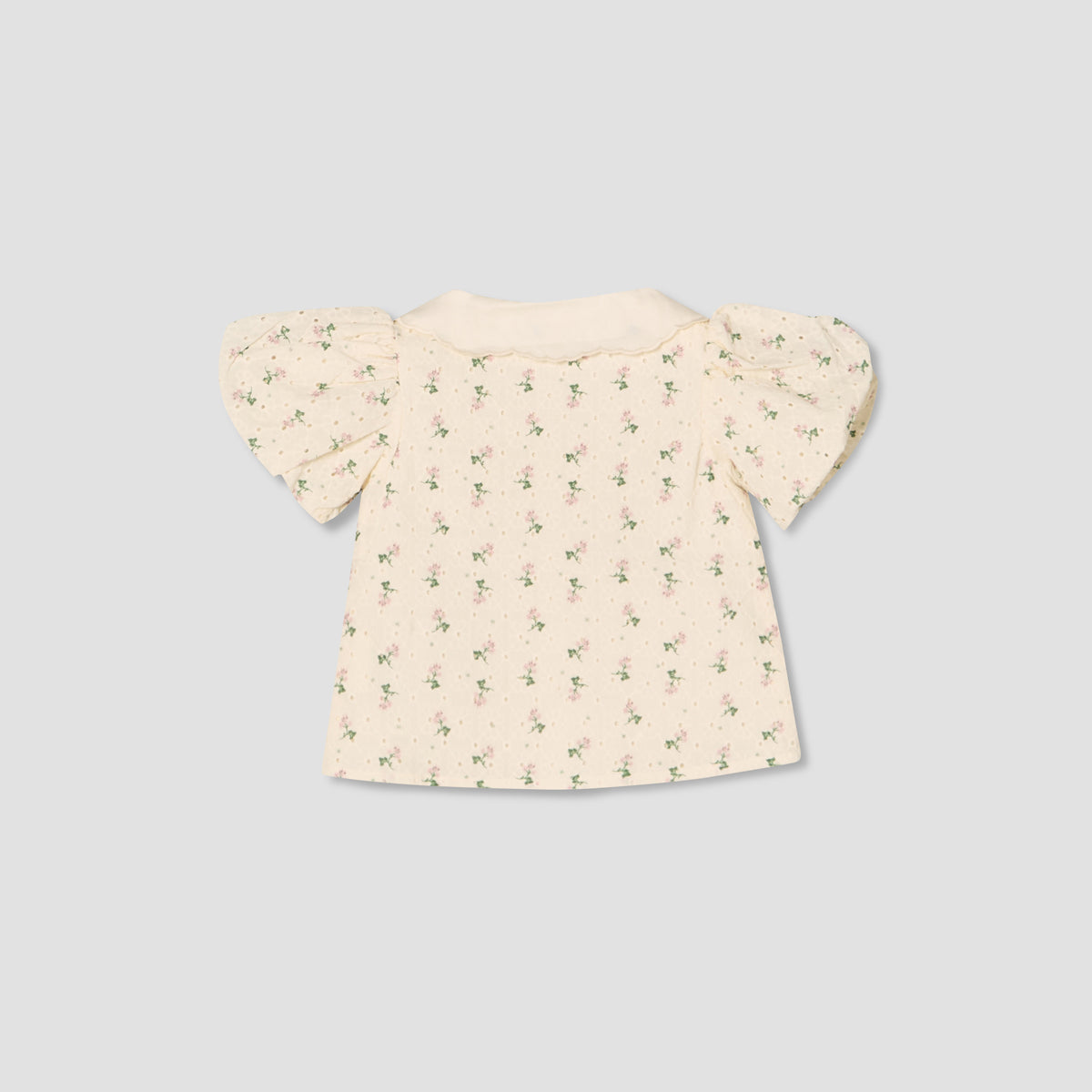 Giggles Collared Short Sleeves Shirt and Skirt Set with Floral Print