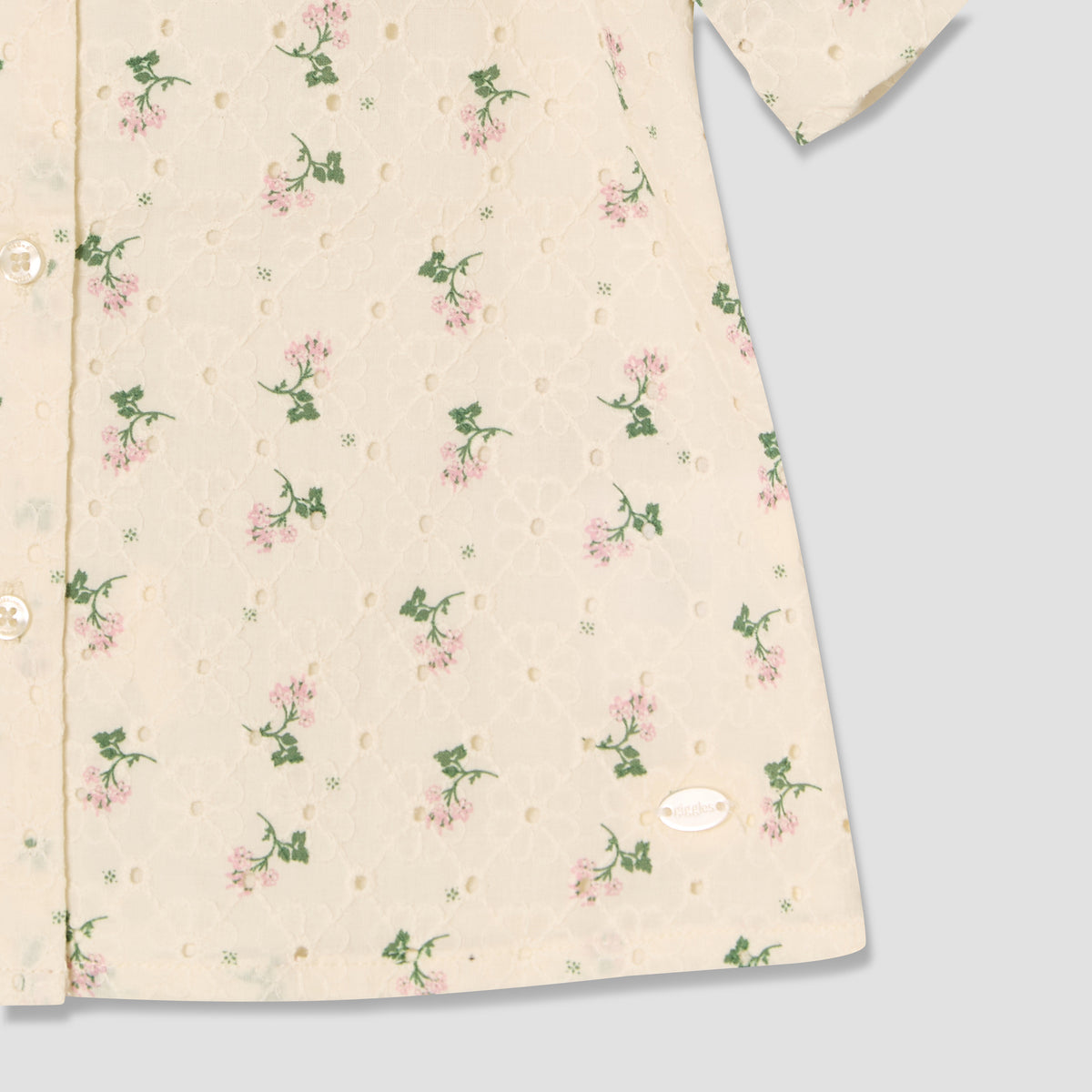Giggles Collared Short Sleeves Shirt and Skirt Set with Floral Print