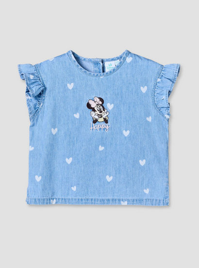 Disney Round Neck Sleeveless Denim Top and Wide Leg Pants Set with Minnie Mouse Applique-baby-girls-clothing-setsandcoords-image-2