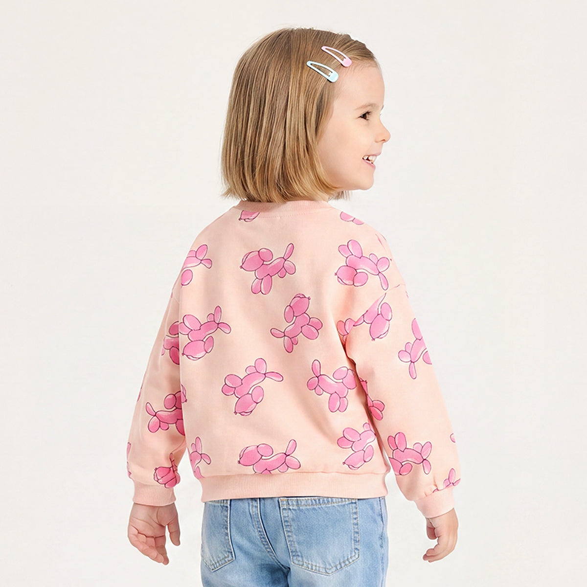 Juniors Balloon Dog Print Sweatshirt with Long Sleeves
