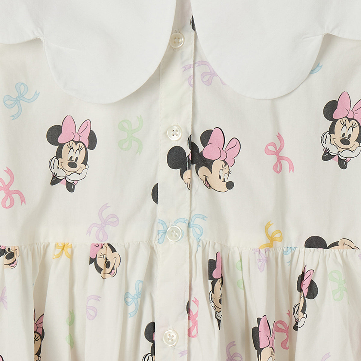 Disney Peter Pan Long Sleeves Knee Length A-line Dress with Minnie Mouse Print